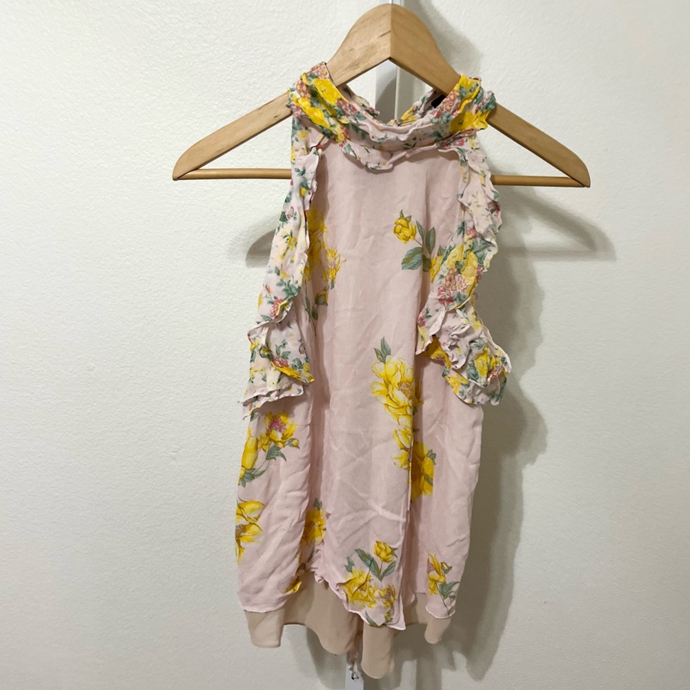 Zara Boho Floral Flowy Halter Top Blouse Pink Medium Prairie Cottage Core - Picture 7 of 15